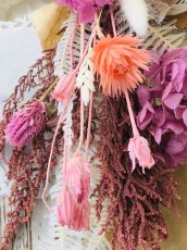 画像3: 紫陽花&シルバーデージー&フローレンティナ&千日紅ミックスプリザーブドフラワーカラースワッグ  ピンク (3)