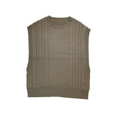 画像1: powder  cable  knit  vest  ミルクティーベイジュ (1)