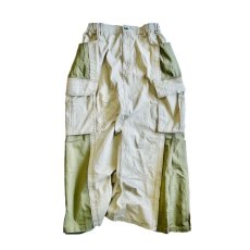 画像1: Redesign  military  skirt  リメイクミリタリースカート　ベイジュ＆オリーブ (1)