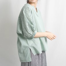 画像1: embroidery blouse ミントグリーン (1)