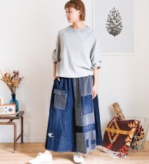 画像2: Redesign  denim skirt   リデザイン　デニムスカート　ヒッコリーミックス (2)